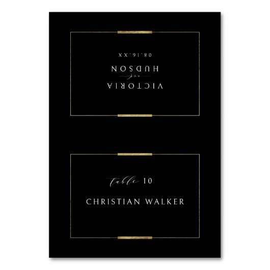 Gerahmte Elegance Black Simple Foldable Platzkarte Tischnummer (Vorderseite)