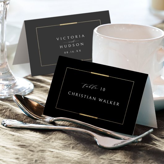 Gerahmte Elegance Black Simple Foldable Platzkarte Tischnummer