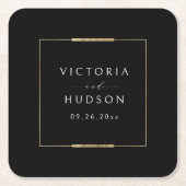 Gerahmte Elegance Black Simple Modern Wedding Rechteckiger Pappuntersetzer (Vorderseite)