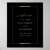 Gerahmte Elegance Black Simple Wedding Willkommen Poster (Vorne)
