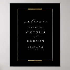 Gerahmte Elegance Black Simple Wedding Willkommen Poster