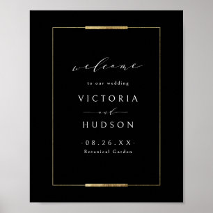 Gerahmte Elegance Black Simple Wedding Willkommen Poster