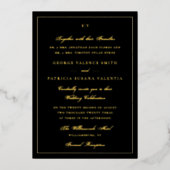 Gerahmte Elegant Monogram Tuxedo Black Wedding Folieneinladung (Vorderseite)