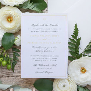 Gerahmte elegante Monogram-Grüne Weiße Hochzeit Folieneinladung