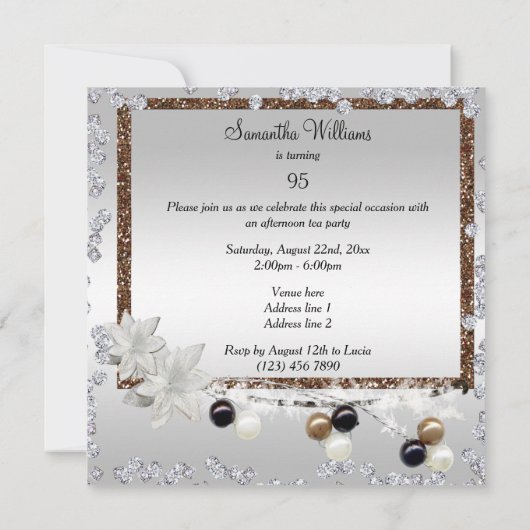 Gerahmte Eleganz-95. Geburtstag Einladung (Rückseite)