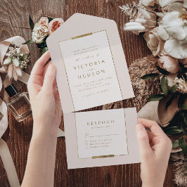 Gerahmte Eleganz Einfache Moderne Hochzeit All In One Einladung