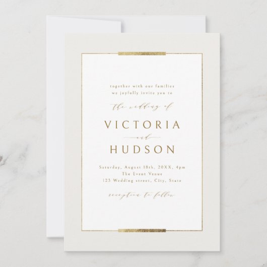 Gerahmte Eleganz Einfache Moderne Hochzeit Einladung (Vorderseite)