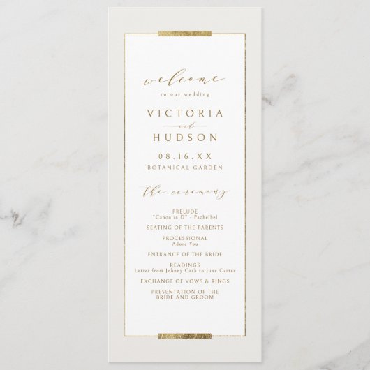 Gerahmte Eleganz Einfache Moderne Hochzeit Programm (Vorderseite)