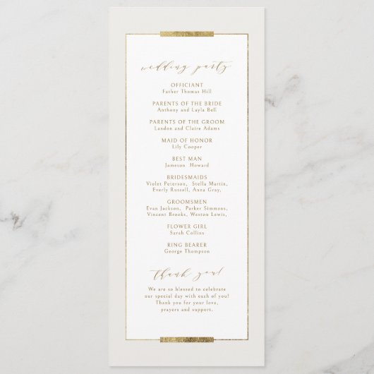 Gerahmte Eleganz Einfache Moderne Hochzeit Programm (Rückseite)