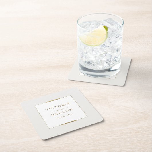 Gerahmte Eleganz Einfache Moderne Hochzeit Rechteckiger Pappuntersetzer (Vor Ort)