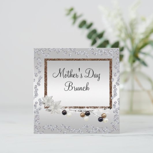 Gerahmte Eleganz Muttertagsbrunch Einladung (Stehend Vorderseite)