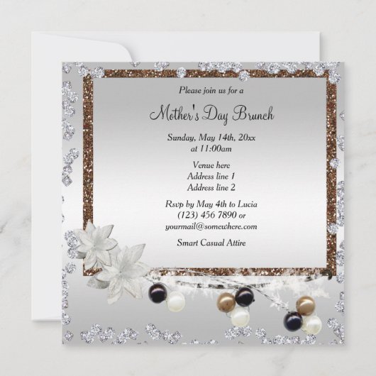 Gerahmte Eleganz Muttertagsbrunch Einladung (Rückseite)