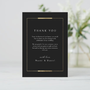 Gerahmte Eleganz Schwarz Moderne Hochzeit Dankeskarte