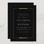 Gerahmte Eleganz Schwarz Moderne Hochzeit Einladung (Vorne/Hinten)