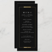 Gerahmte Eleganz Schwarz Moderne Hochzeit Menükarte (Vorne/Hinten)