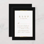 Gerahmte Eleganz Schwarz Moderne Hochzeit RSVP Karte (Vorne/Hinten)