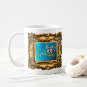 Gerahmte fehlerlose rosa u. blaue kaffeetasse