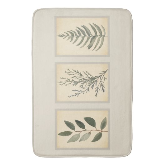 Gerahmte Foliage Neutral Beige Bath Mat Badematte (Vorderseite Vertikal)