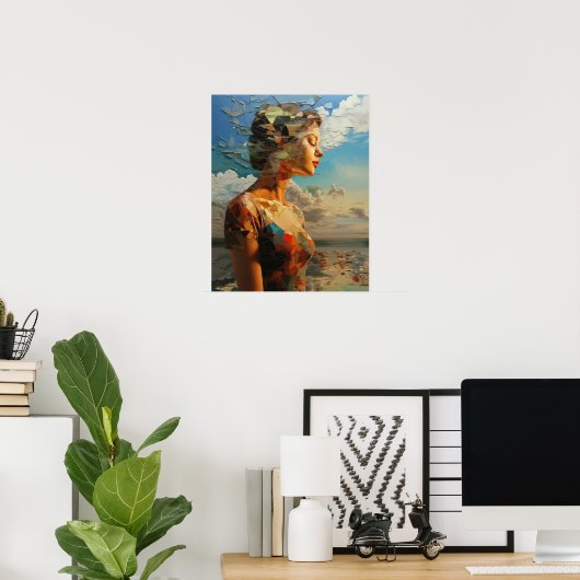 Gerahmte Frauenmalerei im Freien Poster (Heimbüro)