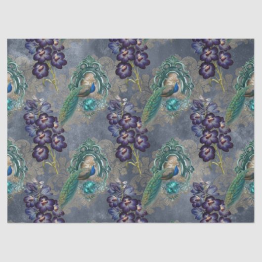 Gerahmte Friedhöfe und violette Blumen - Deko Seidenpapier (Vorderseite)