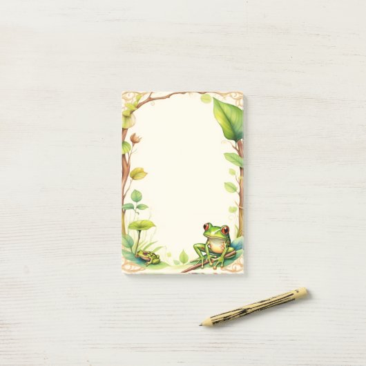 Gerahmte Frösche 3 Post-it Klebezettel (Auf Schreibtisch)