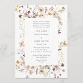 Gerahmte Fülle getrocknete Wildblume Pampas Hochze Einladung (Vorderseite)