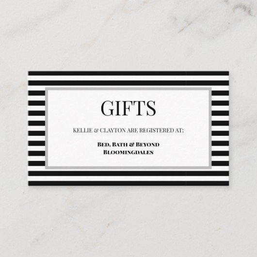 Gerahmte Geschenkkarte für Schwarzweiß-Streifen Begleitkarte (Vorderseite)