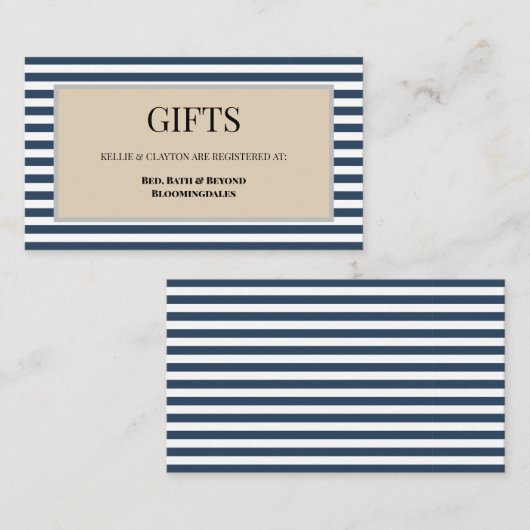 Gerahmte Geschenkkarte mit den blauen Streifen Begleitkarte (Vorne/Hinten)