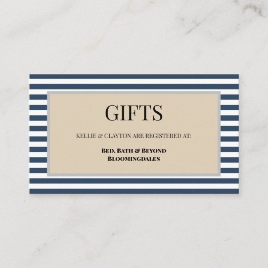 Gerahmte Geschenkkarte mit den blauen Streifen Begleitkarte (Vorderseite)