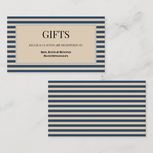 Gerahmte Geschenkkarte mit den blauen Streifen Begleitkarte (Vorne/Hinten)