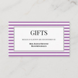 Gerahmte Geschenkkarte mit lila/weiß Streifen Begleitkarte