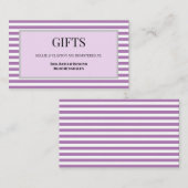 Gerahmte Geschenkkarte mit lila/weiß Streifen Begleitkarte (Vorne/Hinten)