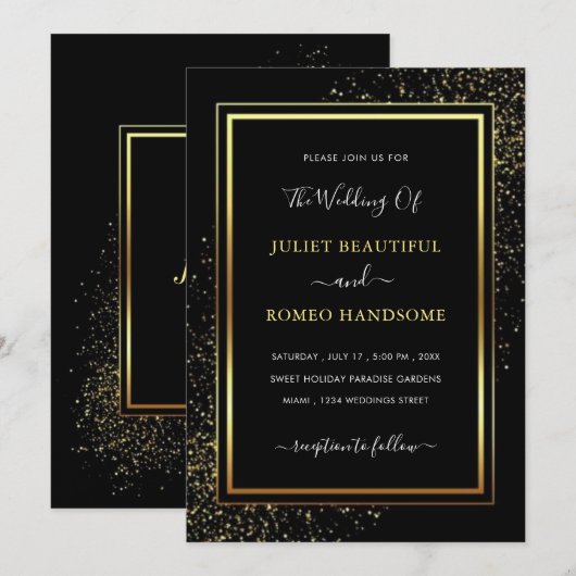 Gerahmte Gold- und Black-Wedding-Vorlage (Vorne/Hinten)