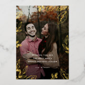 Gerahmte Golden Leaf Fotokarte Folien Feiertagskarte (Vorderseite)