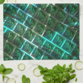 "gerahmte graue Augen", Kratzer und blaues Gras Geschirrtuch (Gefaltet)