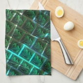 "gerahmte graue Augen", Kratzer und blaues Gras Geschirrtuch (Viertel Falte)