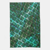 "gerahmte graue Augen", Kratzer und blaues Gras Geschirrtuch (Vertikal)