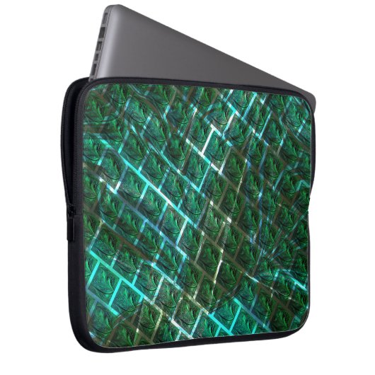 "gerahmte graue Augen", Kratzer und blaues Gras Laptopschutzhülle (Vorne Rechts)