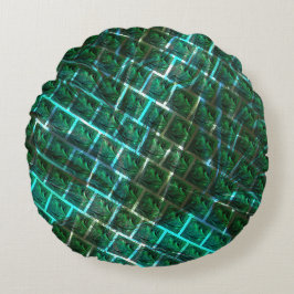 "gerahmte graue Augen", Kratzer und blaues Gras Rundes Kissen