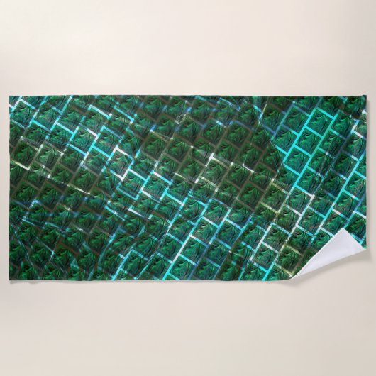 "gerahmte graue Augen", Kratzer und blaues Gras Strandtuch (Vorderseite)