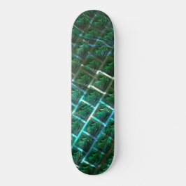 "gerahmte gröne Augen", Kratzer und blaues Gitter Skateboard