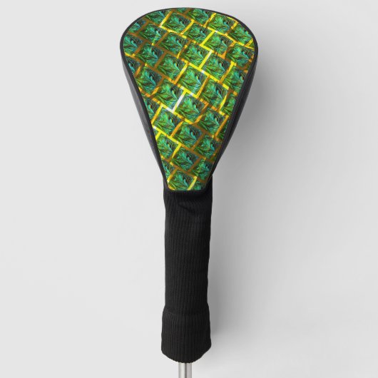 "gerahmte gröne Augen", Kratzer und Goldgras Golf Headcover (Vorderseite)