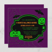 Gerahmte grüne/Lila Kürbis - Halloween-Einladung Einladung (Vorne/Hinten)
