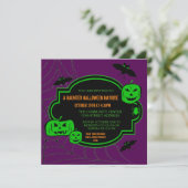 Gerahmte grüne/Lila Kürbis - Halloween-Einladung Einladung (Stehend Vorderseite)