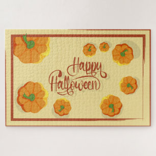 Gerahmte Grußkarte Happy Halloween Typografie Puzzle
