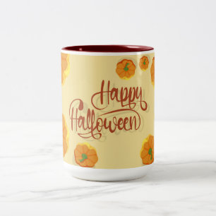 Gerahmte Grußkarte Happy Halloween Typografie Zweifarbige Tasse