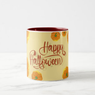 Gerahmte Grußkarte Happy Halloween Typografie Zweifarbige Tasse