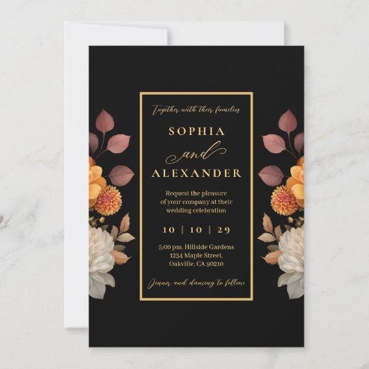 Gerahmte Hochzeit im Rost & Bloom Herbst Einladung (Vorderseite)