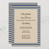 Gerahmte Hochzeit mit klassischen blauen Streifen Einladung (Vorne/Hinten)