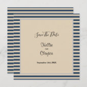 Gerahmte Hochzeit mit klassischen blauen Streifen Save The Date (Vorne/Hinten)